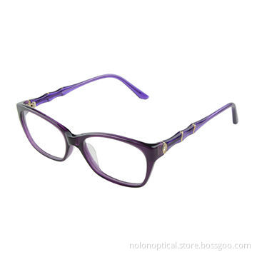 Hot sale newest acetate optical frames with metal trim in dark purple